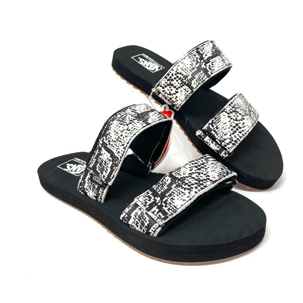 💖MEGA SALE💖VANS Cayucas Slide Snake White Black Sandals Women's VN0A3MW228Z - Picture 7 of 8